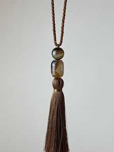 จี้ห้อยพู่หินอาเกตแบบขายส่งสั่งทำได้ ตกแต่งภายในรถยนต์สุดหรูสำหรับงานปาร์ตี้ พู่ไหมทำมือ หินอาเกตลายธรรมชาติ - Product Image 2