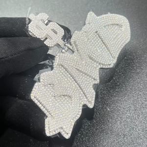 Collar con colgante de letra personalizada de plata 925 con diamante moissanita de lujo, estilo unisex de alta calidad, para hombre, joyería hip hop, regalo. - Product Image 2