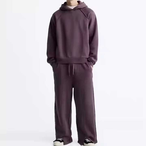 Wholesale Custom logo Boxy Fit Men Plain Joggers Distressed <b>Tracksuit</b> Streetwear Straight Sweatpants and Hoodie Set <b>Tracksuits</b> - Product Image 1