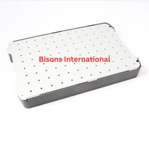 ถาดฆ่าเชื้ออุปกรณ์ผ่าตัดกระดูกและข้อแบบสเตนเลสสตีลพร้อมที่ยึดซิลิโคน ยี่ห้อ BISONS สำหรับขายส่ง (แบบใช้มือ) - Product Image 1