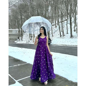 Vestido de Fiesta Morado de Diseño Sai Creation con Hermosa Dupatta para un Look de Club, Talla L - Product Image 5