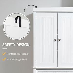 Armadio Dispensa da Cucina Tradizionale Bianco da 72 Pollici con 3 Ripiani Regolabili e Ante, Soluzione per l'Organizzazione della Cucina - Product Image 6