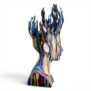 Escultura Moderna de Busto Femenino con Arte Abstracto de Goteo de Resina, Pieza Decorativa de Poliresina para Decoración del Hogar - Product Image 3