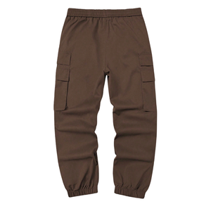 Mens Brown Cargo Jogger Pants Elastic Drawstring Multi Pocket Casual Outdoor 100% Cotton Canvas Mid Rise Regular Fit Daily Wear - Product Image 2