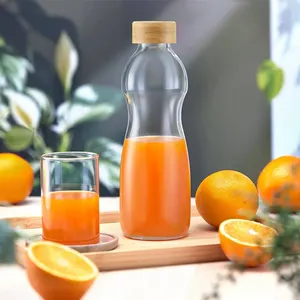 Bouteille d'eau en verre borosilicate de haute qualité avec couvercle en bambou, écologique, réutilisable, pour jus et thé - Product Image 2