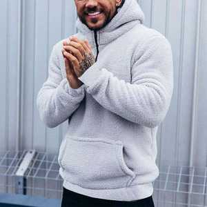 Sweat-shirt à capuche personnalisé en peluche pour homme, style décontracté uni, avec capuche en fourrure, service OEM, vente en gros - Product Image 5