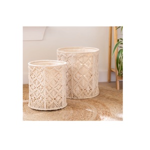 Panier de rangement artisanal en paille, corbeille de rangement en jonc de mer, panier en macramé avec poignée, panier en rotin pour la décoration intérieure - Product Image 4