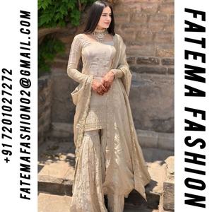 Ensemble Sharara et Dupatta en Soie Chinon de Haute Qualité, Broderie Fantaisie et Sequins, Idéal pour Mariage et Fêtes, Lavable en Machine, Prêt à Porter - Product Image 2