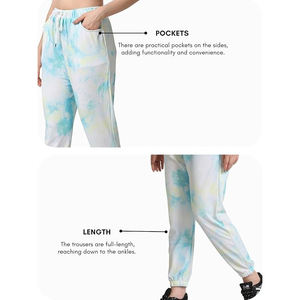 Pantalones Jogger Cargo Utilitarios para Mujer, Cintura Alta, Cordón Ajustable, Puños Elásticos, Múltiples Bolsillos, Transpirables, de Sarga de Algodón - Product Image 3