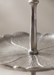 Premium Silver Metal 2 <b>Tier</b> <b>Cake</b> <b>Stand</b> with Ring Handle Botanical Style Pedestal Base Pastry Cupcake Display Tray - Product Image 5