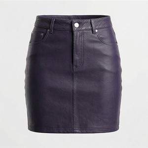 Jupe crayon mini en similicuir taille haute pour femme avec poches, couleur unie, style tissé, toutes saisons, sexy - Product Image 1