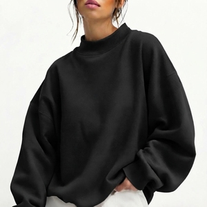 Fabricante de Sudaderas Personalizadas para Mujer, Cuello Alto Simulado, Mezcla de Algodón Suave, Corte Holgado, Manga Larga - Product Image 1