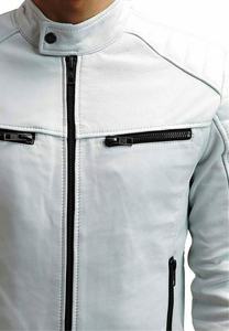 Blouson aviateur en cuir véritable, vêtement d'extérieur de mode urbaine décontractée haut de gamme - Product Image 6