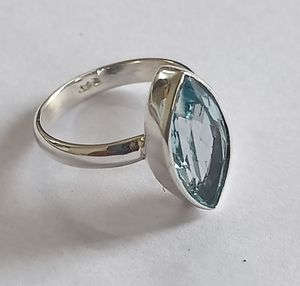 Blue Topaz Marquise <b>Ring</b> <b>925</b> Sterling <b>Silver</b> Handmade Promise Jewelry for Women gift Jewelry Bezel setting December Birthstone - Product Image 5