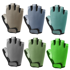 Cycling Gloves For Men Women Padded Gray Color Lightweight <b>Half</b> Finger Breathable Anti <b>Slip</b> Hook Loop Closure Polyester Gloves - Product Image 6