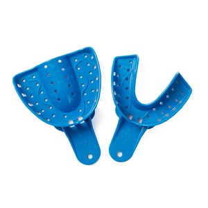Bandejas de Impresión Dental de Plástico Desechables Profesionales |   Bandejas rígidas de plástico perforadas grandes para dentaduras postizas de adultos - Product Image 3