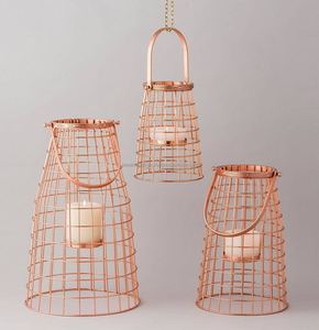 Bougeoir à suspendre pour décoration intérieure bougeoir métallique en fil d'or bougeoir en ferronnerie lanterne de mariage créative décoration - Product Image 3