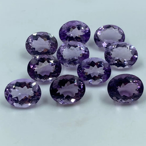 Piedra Preciosa de Amatista Natural, Corte Ovalado Suelto, 33.37 Quilates, 9x11MM, Alta Calidad, 10 Piezas para la Fabricación de Joyas, R.K. GEMS & JEWELLERY - Product Image 1