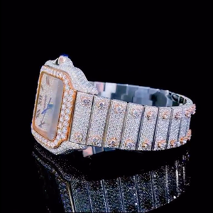 Montre Hip Hop personnalisée de haute qualité, entièrement sertie de diamants VVS cultivés en laboratoire, cadeau pour homme - Product Image 4