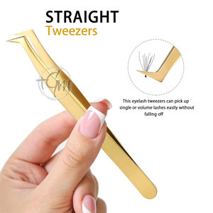 Pince à épiler de précision pour cils, en acier inoxydable, applicateur d'extensions de cils, pointe incurvée, équipement de salon de beauté - Product Image 5