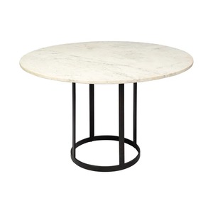 Metal <b>White</b> Marble Top Black Metal Base Dining <b>Table</b> - Product Image 2