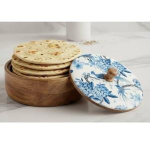 Boîte de rangement moderne en bois pour tortillas et roti, pour la présentation et l'organisation sur la table de cuisine, avec couvercle imprimé - Product Image 2