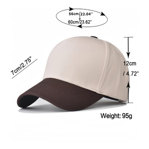 Gorra de Béisbol Ajustada de 6 Paneles en Beige y Marrón, Unisex, Casual, de Color Sólido, de Sarga de Algodón - Product Image 5