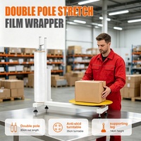 Distributeur de film étirable portable pour table basse, avec plateau porte-outils, pour emballage manuel de palettes et de cartons