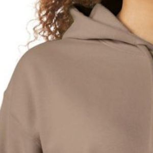 Sweat à capuche pour femme en molleton marron moka à manches longues avec poche kangourou, décontracté, logo personnalisable, vente en gros - Product Image 5