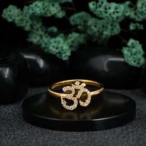 Luxury925 silverCocktail <b>Ring</b> With <b>Crystal</b> Pave Setting Letter Om Design Unisex Everyday Wear - Product Image 6