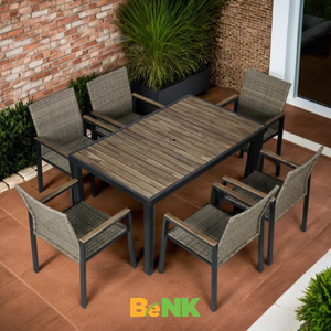 Ensemble de salle à manger extérieure au design minimaliste en osier pour cour école ferme appartement et entrepôt utilisation dans le jardin - Product Image 6