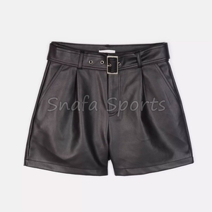 Summer Wear Fitness Leather Shorts for Women Outdoor & Gym Wear Shorts with Pockets Casual Style 100% Leather made Shorts - Product Image 4