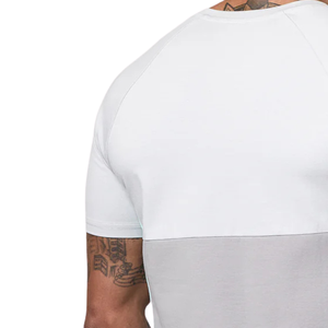 Camiseta Deportiva Personalizada para Hombre, Color Blanco Menta, con Bloques de Color, Transpirable, de Secado Rápido, de Algodón, para Gimnasio, Entrenamiento, Fitness, Uso Casual de Verano - Product Image 5