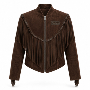 2026 <b>Men's</b> <b>Suede</b> Cowboy <b>Jacket</b> Fringe Tassel Western Biker Outerwear Vintage Fashion Zip Up <b>Jacket</b> OEM ODM Wholesale Supplier - Product Image 1