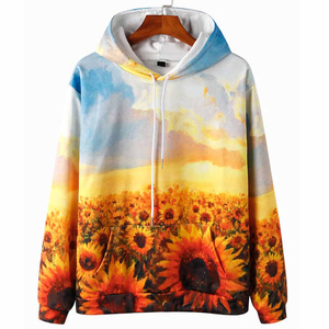 Sudadera con Capucha para Hombre SINEWY SPORTS, Estampado de Campo de Girasoles, Transpirable, 100% Algodón, Estilo Urbano Informal con Bolsillo Canguro, Invierno - Product Image 2