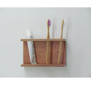 Wholesale Custom <b>Bathroom</b> Organizer Wooden Toothbrush Holder Household Brush Toothpaste Facewash Wooden Holder - Product Image 4