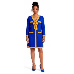 Vestido de punto Ponte para mujer, elegante, de manga larga, ajustado, midi, con detalle de lazo decorativo, para fiesta formal, venta al por mayor personalizada para damas - Product Image 1
