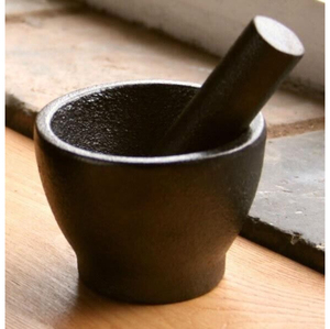 Juego de Mortero y Pilón de Hierro Resistente con Boquilla Vertedora, Negro, para Moler Especias y Hierbas, para Uso en Cocina Tradicional Auténtica - Product Image 6