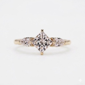 Anillo de Diamante Cultivado en Laboratorio con Corte Princesa de 1.35CT, Oro Rosa de 18K, Color E, VS1, Anillo de Compromiso de Tres Piedras, Regalo de Aniversario - Product Image 1