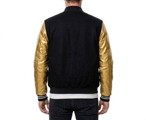 แจ็คเก็ตวาร์ซิตี้ฤดูหนาวคุณภาพพรีเมียมแบบสั่งทำปี 2026 แขนสีทอง โลโก้ด้านหน้าแบบเรียบ ทนลม ระบายอากาศได้ดี สำหรับผู้ชาย - Product Image 6