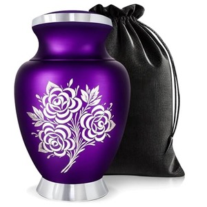 Urne funéraire pour cendres d'adulte, design rose argenté, excellente qualité, petite urne commémorative pour cendres humaines. - Product Image 4