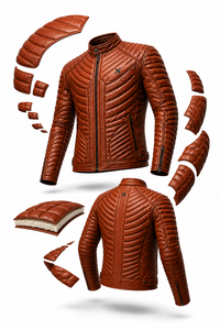 Blouson de moto en cuir entièrement matelassé |   Noir Cognac Vert |   Fabricant OEM ODM |   Qualité de conception haut de gamme |   Respirant | - Product Image 6