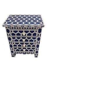Handmade Blue Bone Inlay <b>Chest</b> <b>of</b> <b>Drawers</b> Traditional Wood Furniture for Living Room Bedroom Side Table - Product Image 4
