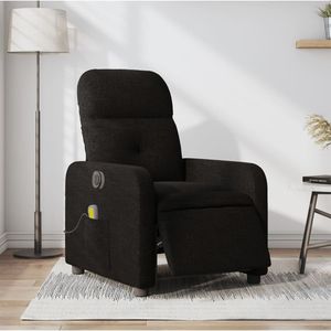 Fauteuil inclinable électrique noir avec fonction massage, construction robuste en polyester, métal et contreplaqué - Product Image 1