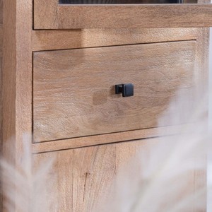 Colonne de rangement en bois de manguier massif avec façade en verre Vandana Royal Nature - Product Image 3