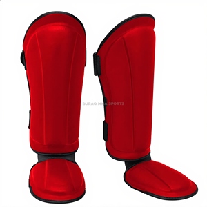 BURAQ MMA SPORTS - Espinilleras y Protectores de Muay Thai con Cuero PU para Protección en MMA y Boxeo, Modelo BRA-SHIN - Product Image 1