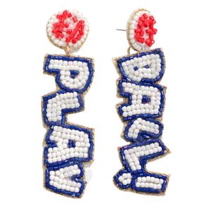 Vintage Pickleball pendientes de cuentas Unisex patriótico Memorial Day boda naranja blanco azul cuentas de cristal - Product Image 1