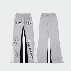 Pantalones Deportivos Unisex Personalizados de Invierno, 100% Algodón, Cierre con Cordón, Cintura Media, Frente Plano, Estilo Hip Hop, Lavado Medio - Product Image 1