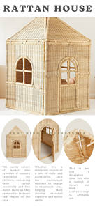 Maison de poupée détachable magnifiquement conçue pour les enfants, tissée en rotin naturel, disponible en deux tailles pour poupées et enfants. - Product Image 6