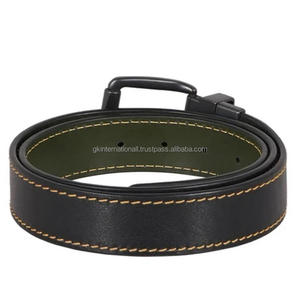 Cinturón informal de cuero original de grano completo hecho a medida para hombres con cinturón de vestido con hebilla de rodillo negro mate sólido para unisex - Product Image 3